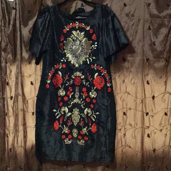 Designer Satin with embroidery - Picture 1 of 9